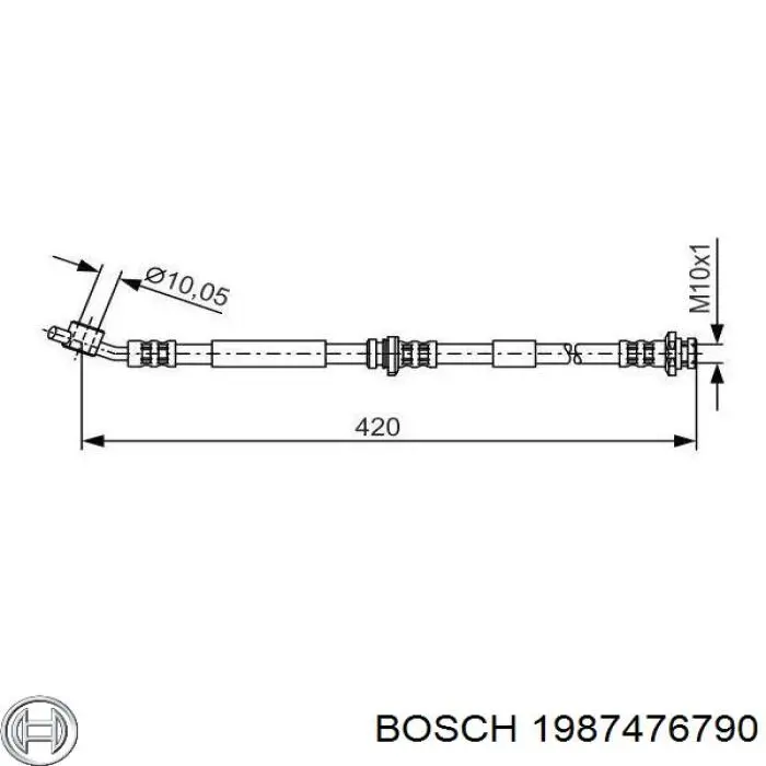 Tubo flexible de frenos delantero izquierdo 1987476790 Bosch