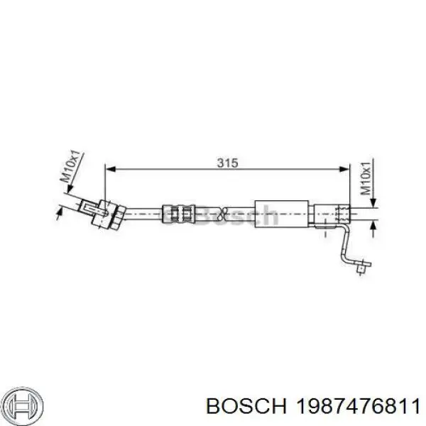 Tubo flexible de frenos delantero derecho 1987476811 Bosch