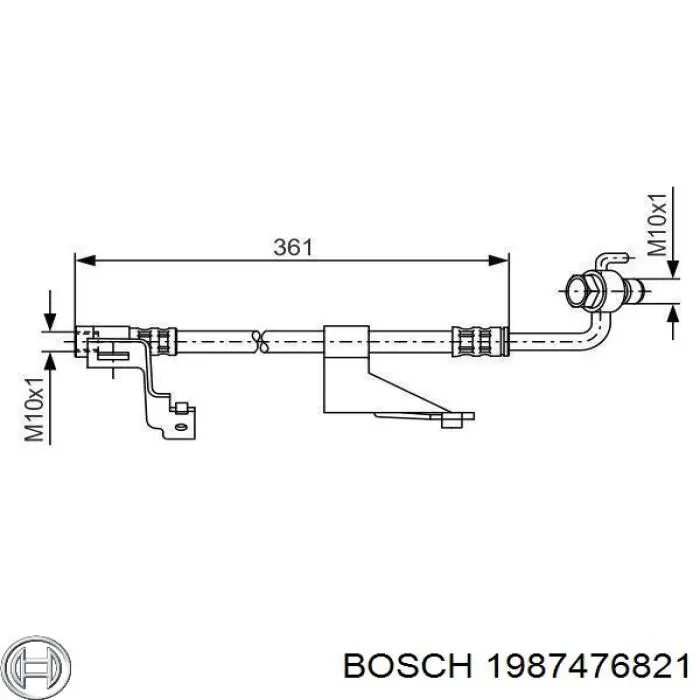 1987476821 Bosch шланг тормозной передний левый