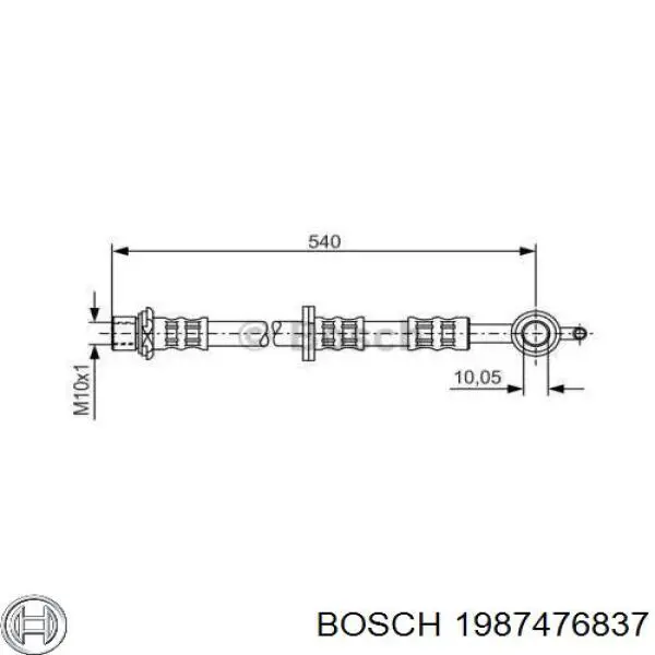1987476837 Bosch шланг тормозной передний правый