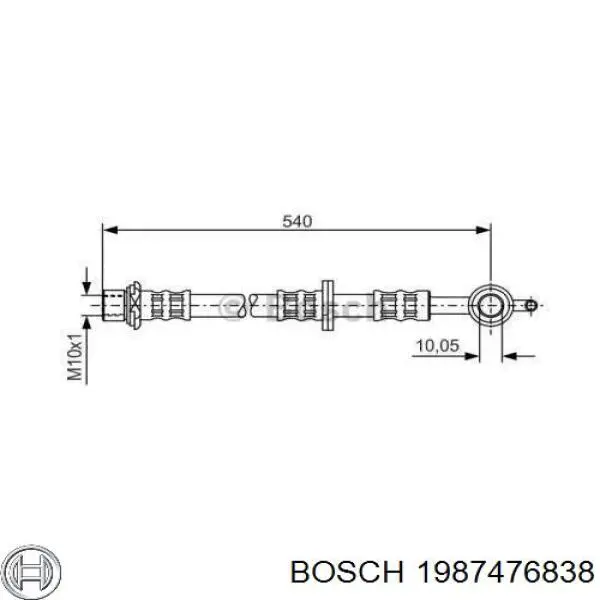1987476838 Bosch шланг тормозной передний левый