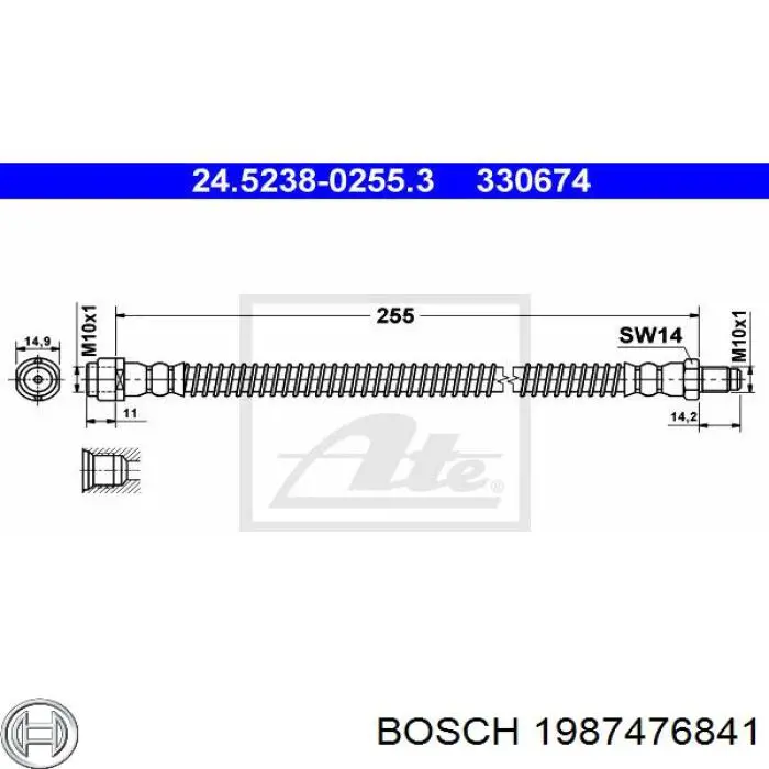 Тормозной шланг задний Bosch 1987476841 цена, от 14.21 USD