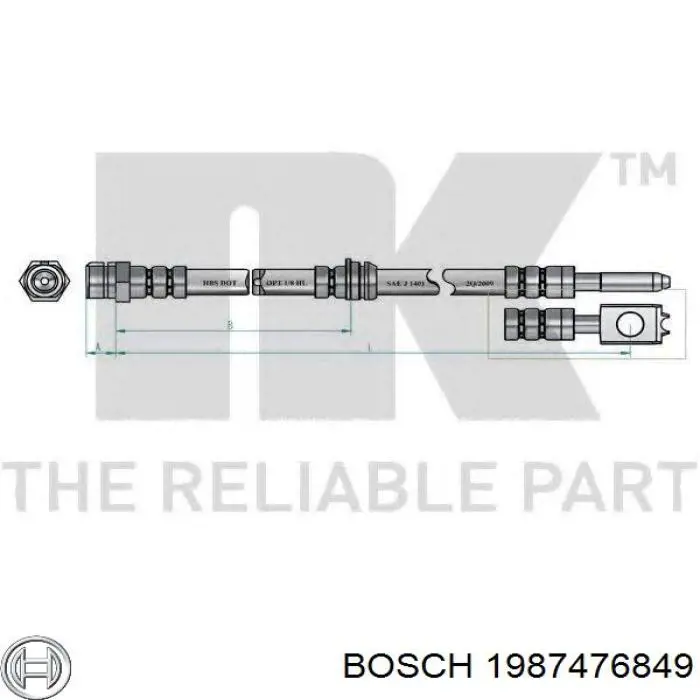 Шланг тормозной передний 1987476849 Bosch