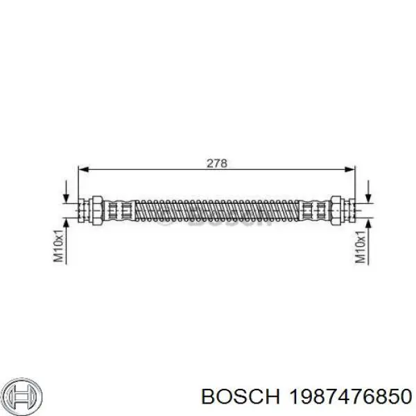 1987476850 Bosch шланг тормозной задний левый