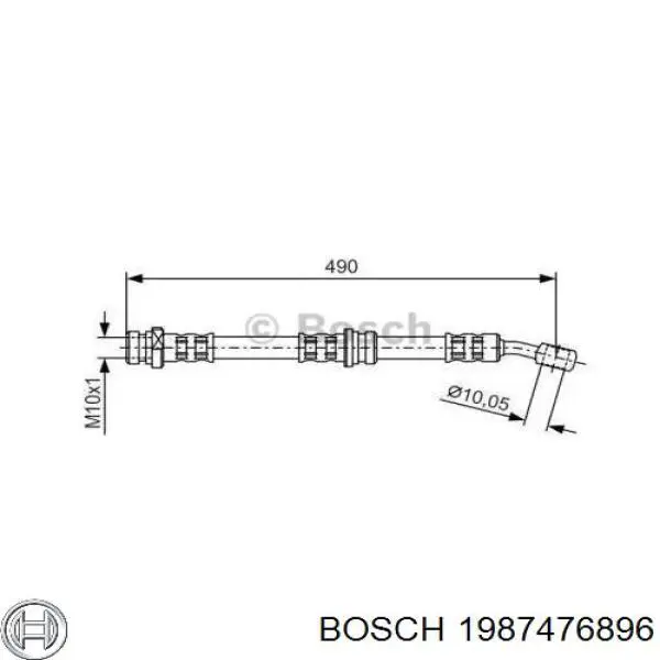 Шланг тормозной задний левый 1987476896 Bosch