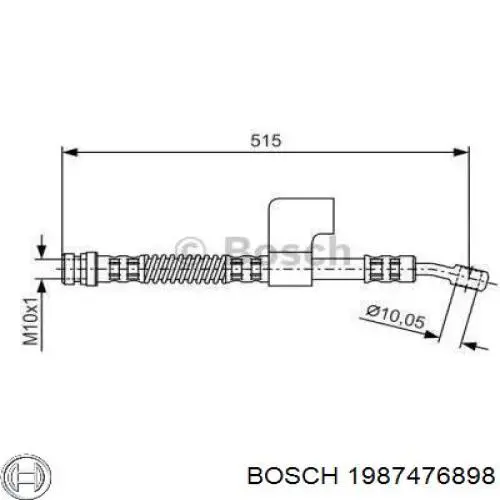 Шланг тормозной передний левый 1987476898 Bosch