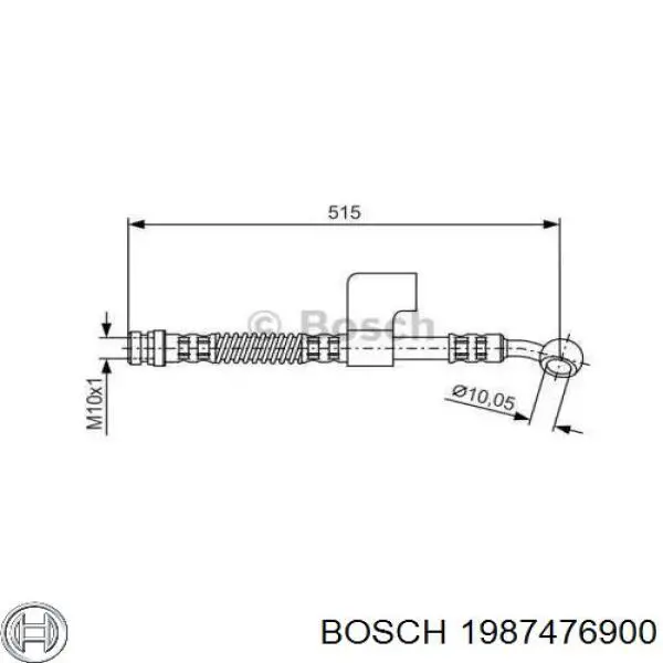 Шланг тормозной передний левый Bosch 1987476900