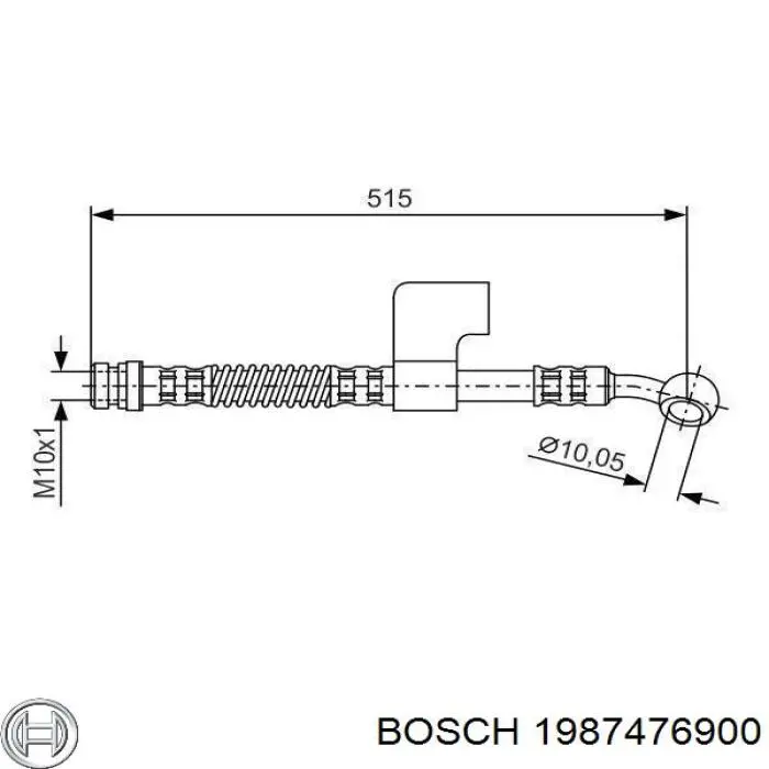 Tubo flexible de frenos delantero izquierdo 1987476900 Bosch