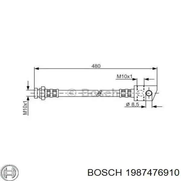 Задний тормозной шланг 1987476910 Bosch