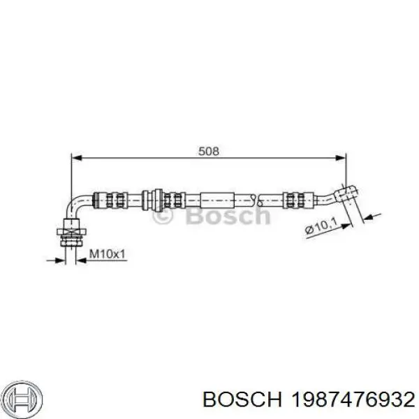 Шланг тормозной передний левый 1987476932 Bosch