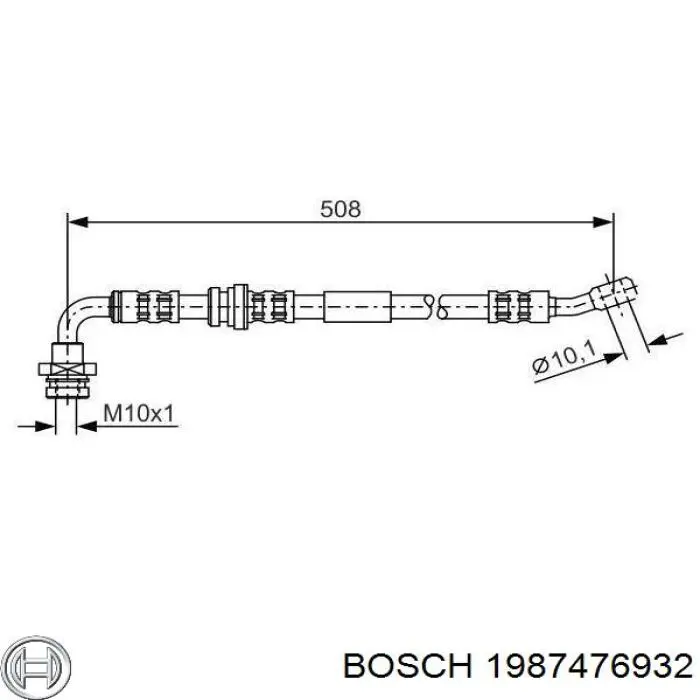 Tubo flexible de frenos delantero izquierdo 1987476932 Bosch