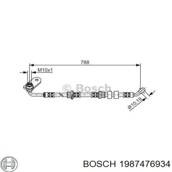 Шланг тормозной передний левый Bosch 1987476934