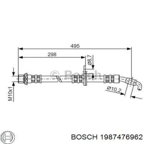 1987476962 Bosch шланг тормозной передний левый