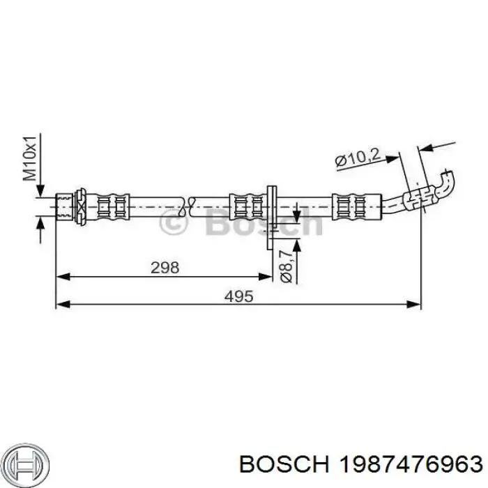 1987476963 Bosch шланг тормозной передний правый