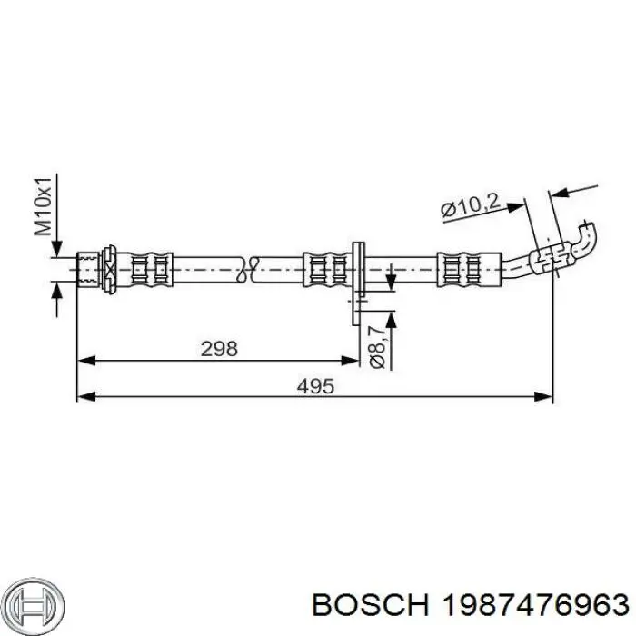 Tubo flexible de frenos delantero derecho 1987476963 Bosch