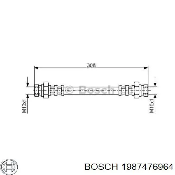 Тормозной шланг задний Bosch 1987476964 цена, от 8.72 USD