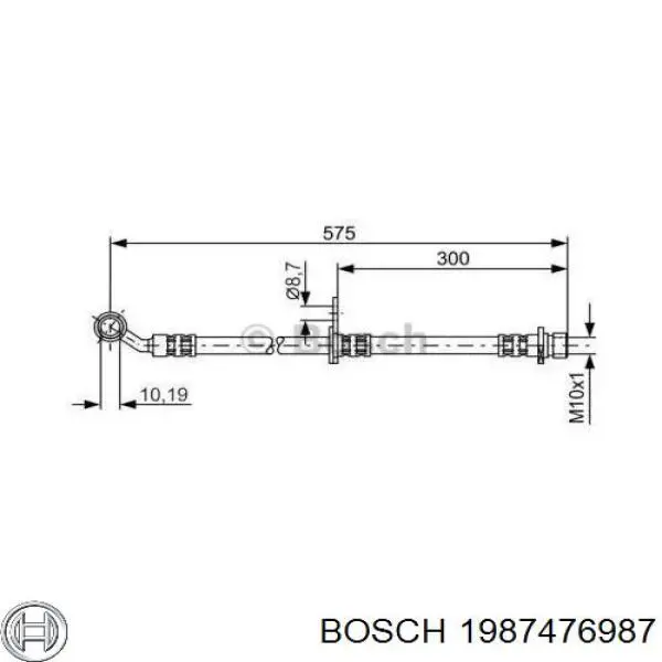 Шланг тормозной передний правый 1987476987 Bosch