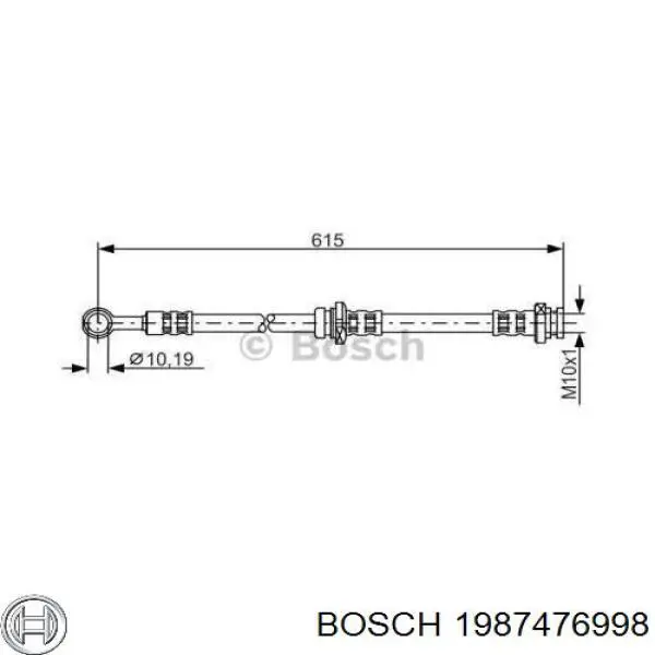 Шланг тормозной задний правый 1987476998 Bosch