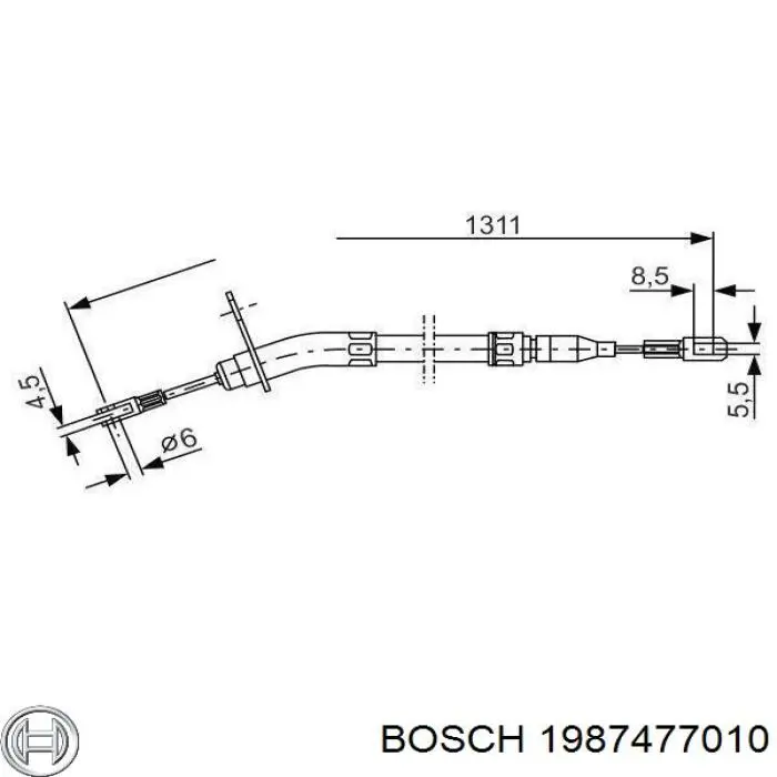 1987477010 Bosch трос ручного тормоза задний правый