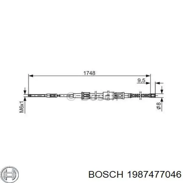 1987477046 Bosch трос ручного тормоза задний правый/левый