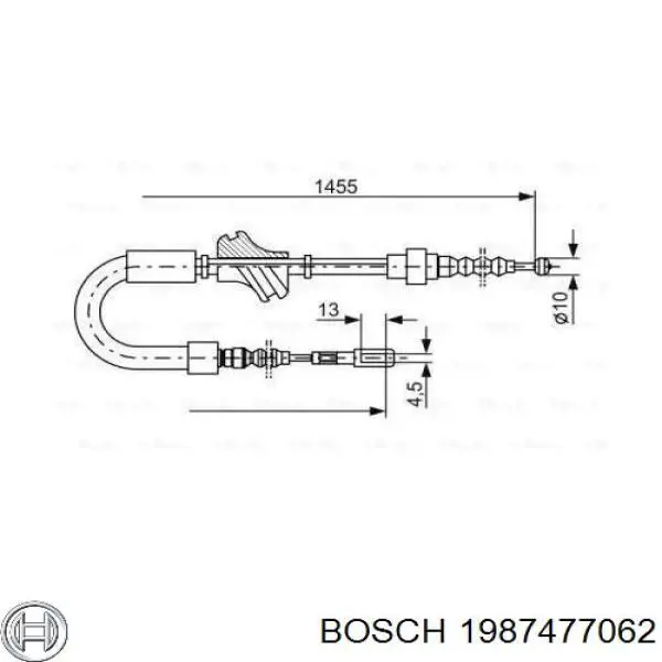 1987477062 Bosch трос ручного тормоза задний правый/левый