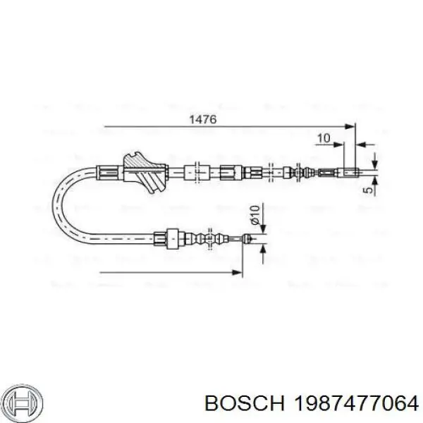 Задний трос ручника 1987477064 Bosch