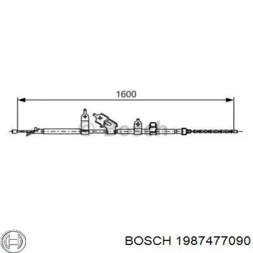 1987477090 Bosch трос ручного тормоза задний правый