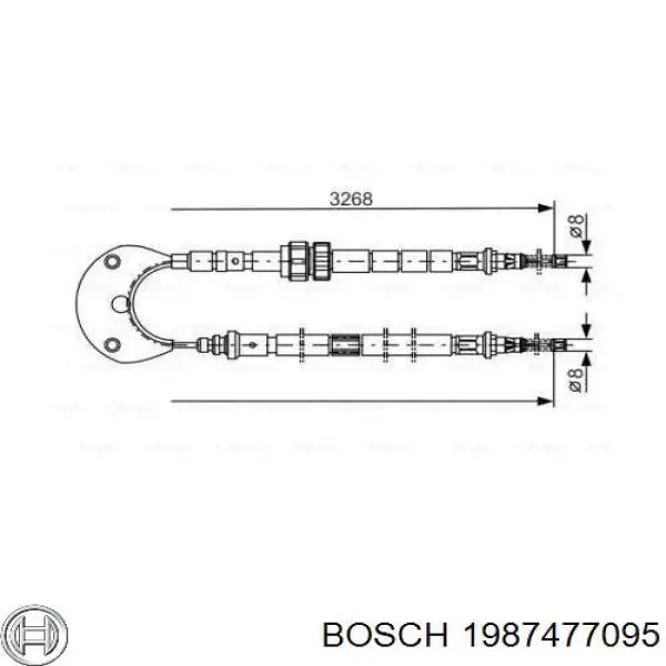 1987477095 Bosch трос ручного тормоза задний правый/левый
