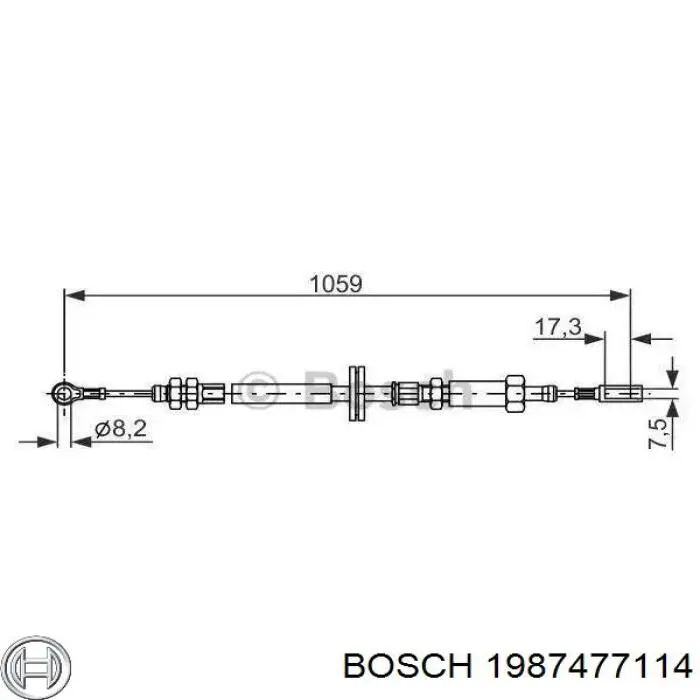 1987477114 Bosch трос ручного тормоза передний