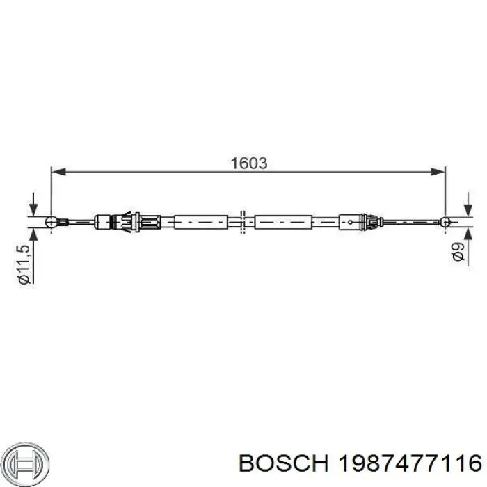 Задний правый трос ручника 1987477116 Bosch