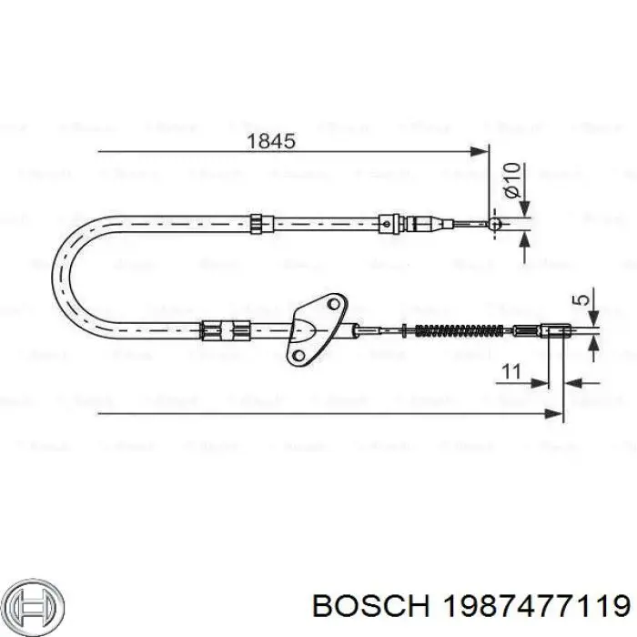 1987477119 Bosch трос ручного тормоза задний левый