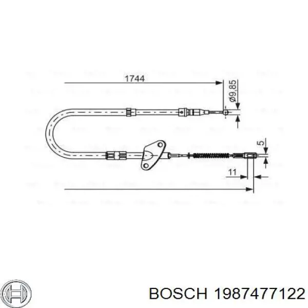Купить 1987477122 Bosch Трос стояночного тормоза задний левый