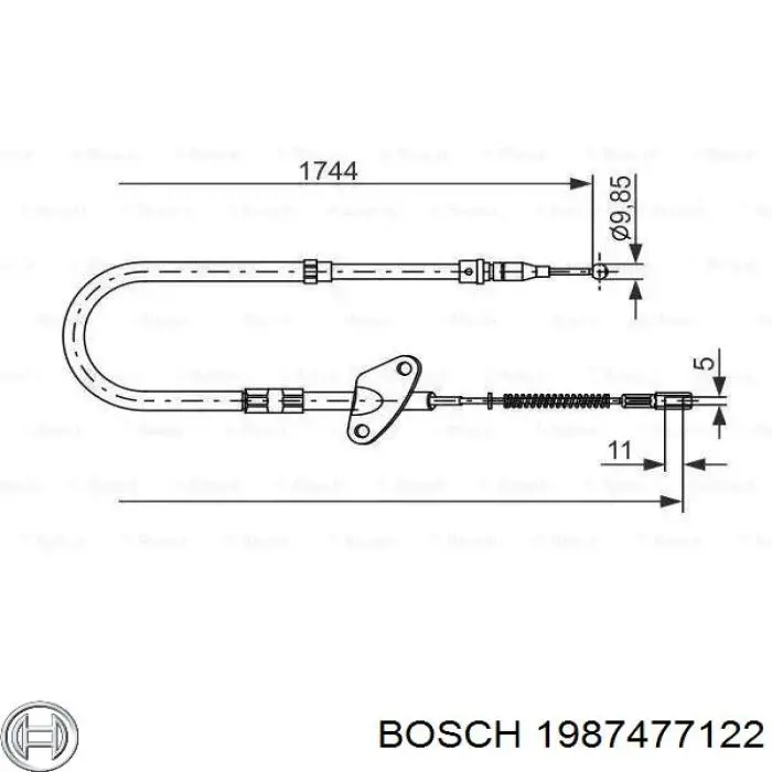 1987477122 Bosch трос ручного тормоза задний левый