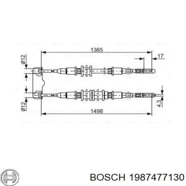 1987477130 Bosch трос ручного тормоза задний правый/левый