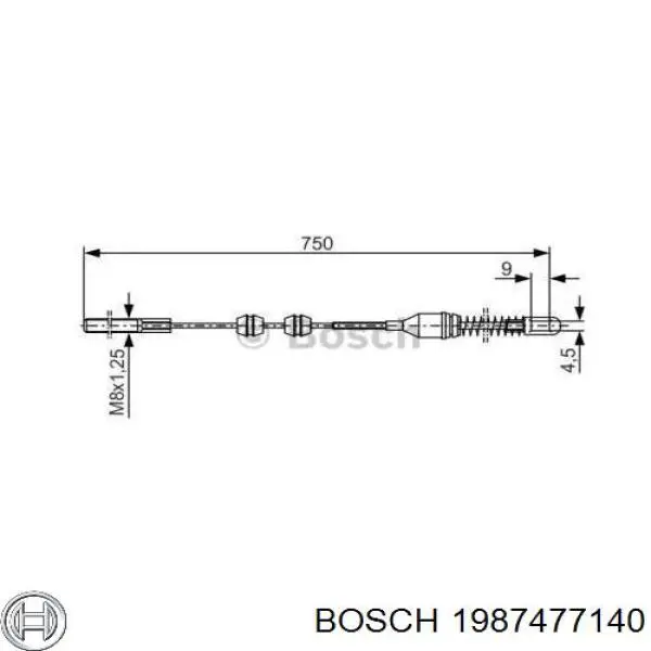 1987477140 Bosch Трос ручного тормоза