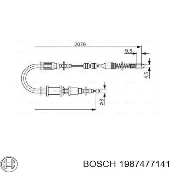Трос стояночного тормоза задний правый Bosch 1987477141 цена, от 14.07 USD