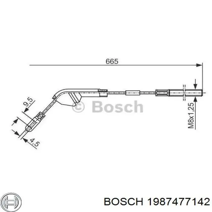1987477142 Bosch трос ручного тормоза задний левый