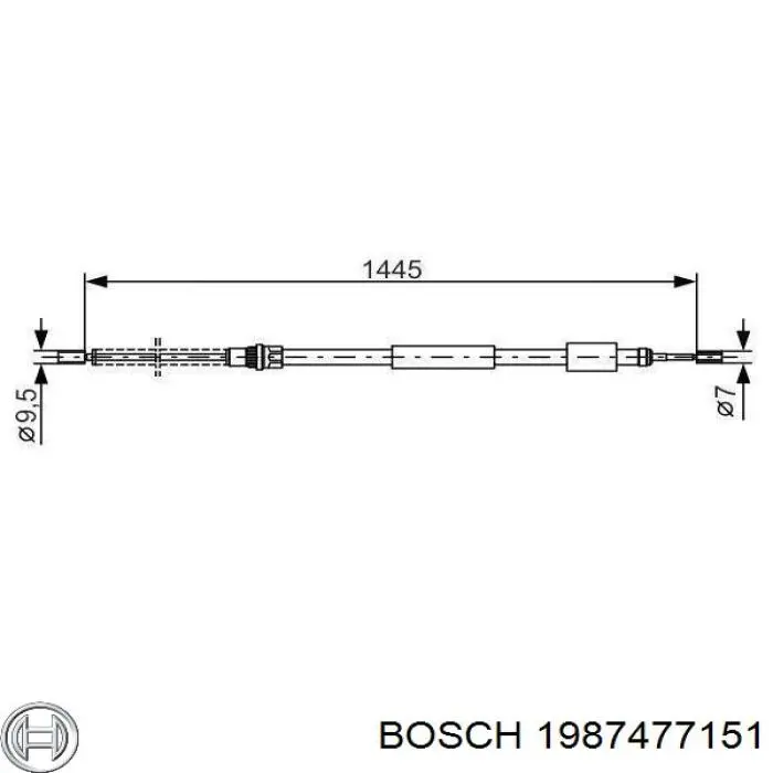 1987477151 Bosch трос ручного тормоза задний правый