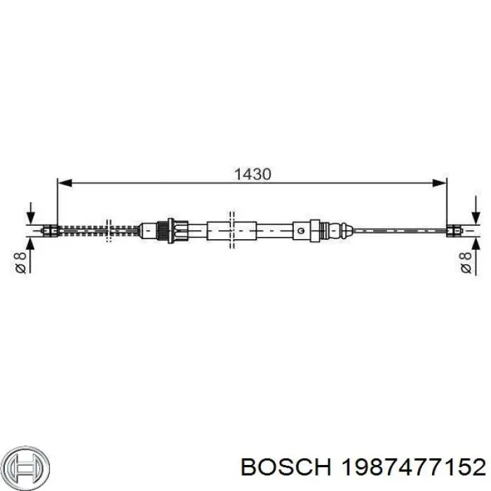 1987477152 Bosch трос ручного тормоза задний правый/левый
