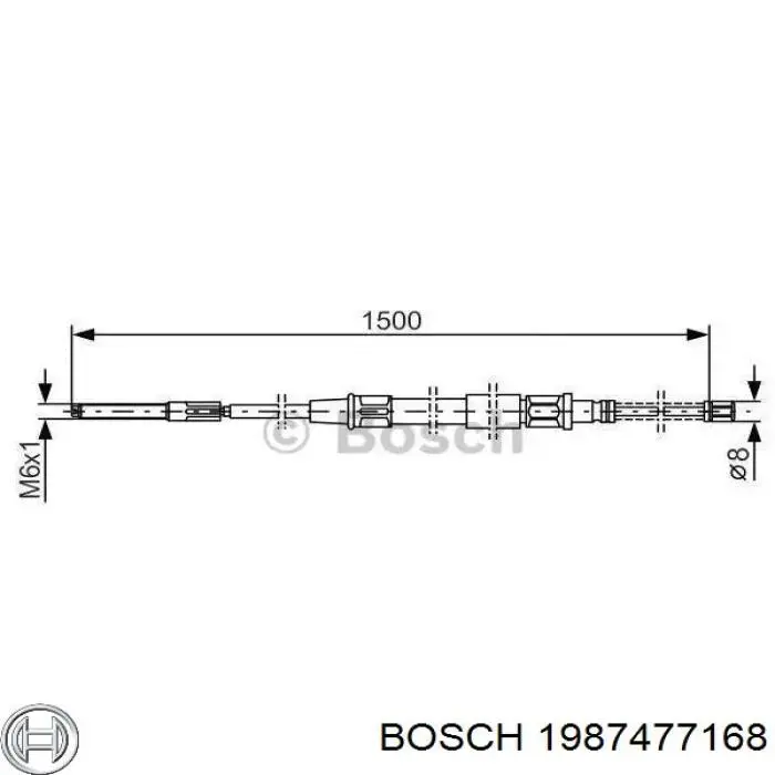 1987477168 Bosch трос ручного тормоза задний правый/левый