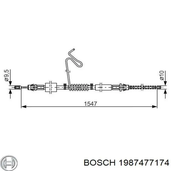 1987477174 Bosch трос ручного тормоза задний левый