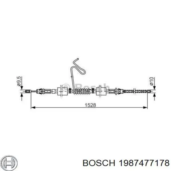 Купить 1987477178 Bosch Трос стояночного тормоза задний левый