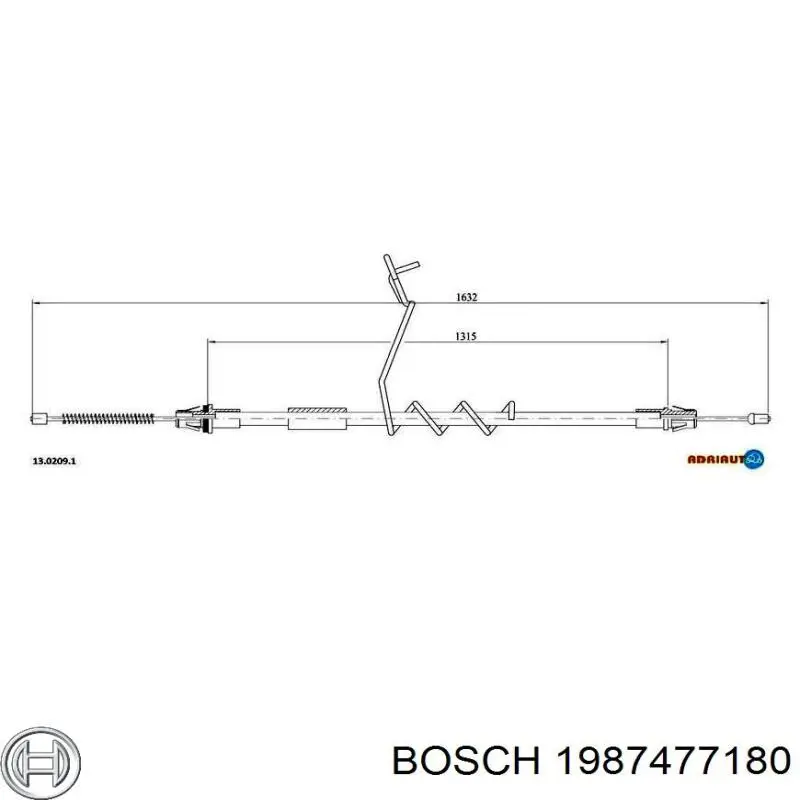 Трос ручника задний Bosch 1987477180