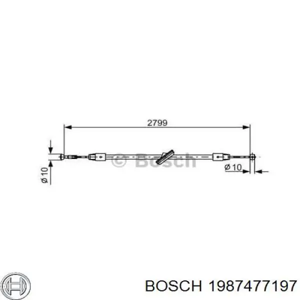 1987477197 Bosch трос ручного тормоза передний