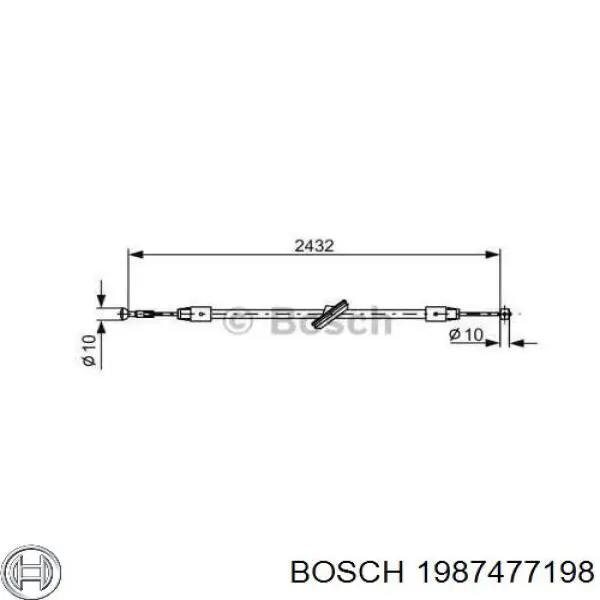 1987477198 Bosch трос ручного тормоза передний