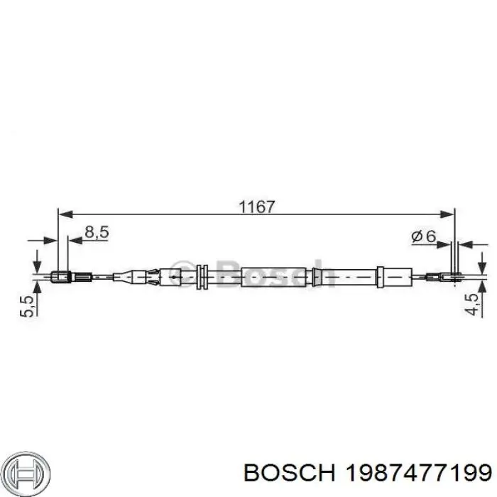 Задний трос ручника 1987477199 Bosch