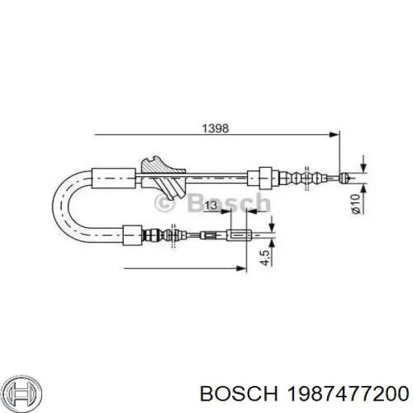 1 987 477 200 Bosch трос ручного тормоза задний левый
