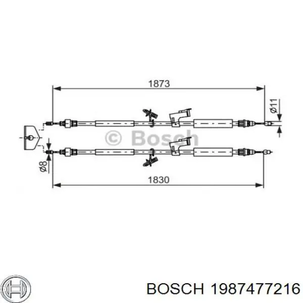 1987477216 Bosch трос ручного тормоза задний правый/левый