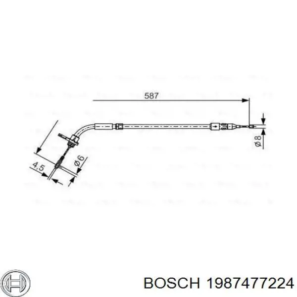 Cable de freno de mano trasero izquierdo 1987477224 Bosch