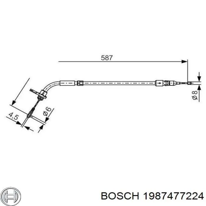 Купить 1987477224 Bosch Трос стояночного тормоза задний левый
